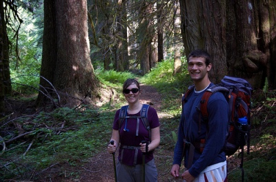 The author and her cousin along the lower trail.